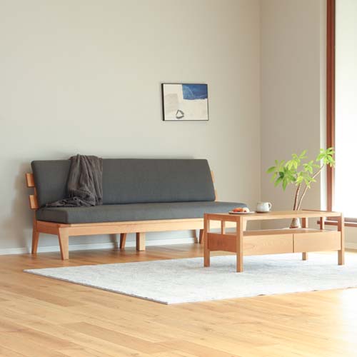 静岡家具 SUGIMOTO 杉本家具 チェリーブロッサム ソファ 国産家具 無垢 ソファ ウォールナット 布地|MUKU工房(家具&クラフト)