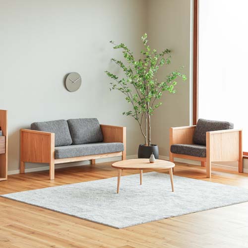 府中家具 若葉家具 MK ハコソファ 国産家具 無垢 ソファ レッドオーク レッドオーク ウォールナット チェリー 布地｜ＭＵＫＵ工房（家具＆クラフト）