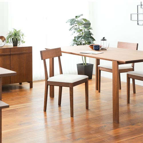旭川家具 WOOD WORK ウッドワーク SORIDOME ソリドメ ダイニングチェア 国産家具 無垢 ダイニングチェア ウォールナット 北海道タモ 布地 合成皮革｜ＭＵＫＵ工房（家具＆クラフト）