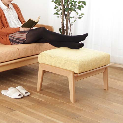 旭川家具 WOW ワオ Rein ライン オットマン 国産家具 無垢 オットマン オーク 布地｜ＭＵＫＵ工房（家具＆クラフト）