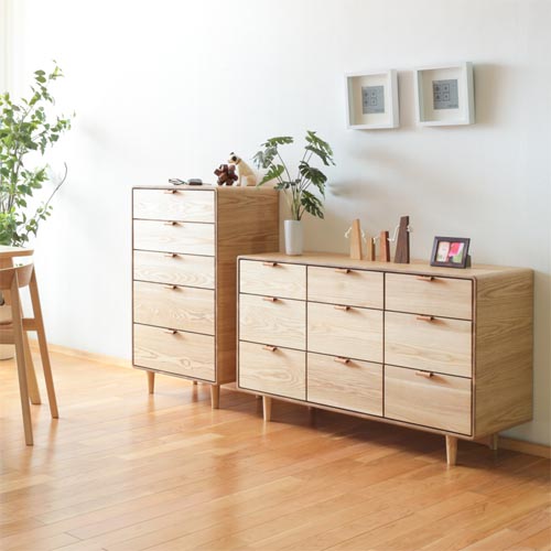 旭川家具 WOW ワオ WAO ワオ チェスト 国産家具 無垢 チェスト 北海道タモ|MUKU工房(家具&クラフト)