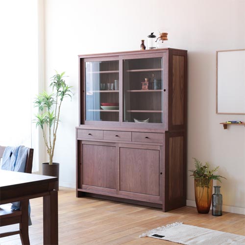 旭川家具 山室家具製作所 PROTO プロト No.602 カップボード 国産家具 無垢 キッチンボード 北海道ナラ ウォールナット