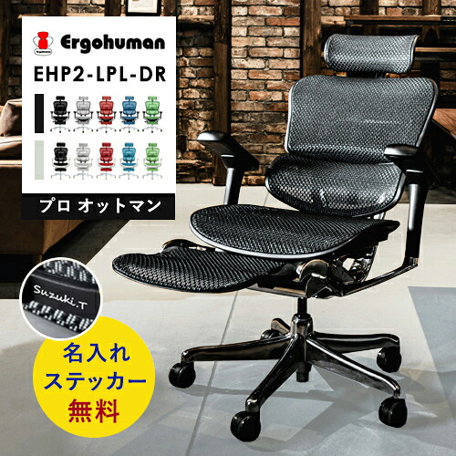 【即納 / 正規店】 エルゴヒューマン プロ2 オットマン 公式店 内蔵 新型 ハイ EHP2-LPL-DR Pro パーソナルチェア 【名入れ対応】｜mukustyle
