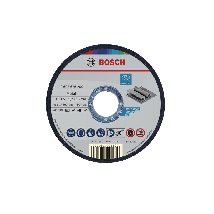 【お得なまとめ買い有】 BOSCH （ボッシュ） 切断砥石 一般鋼材用 105&times;1.2&times;15mm 2608626209 50枚 / 100枚 / 200枚 / 500枚｜安丸建材店MULHANDZ