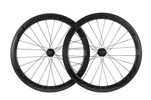 SUPERTEAM カーボンファイバーロードディスクブレーキホイールセット50粍クリンチャーホイール25粍幅 (Six-Bolt, Thru-Axle Type Front 12*100粍 Rear 12*142粍)