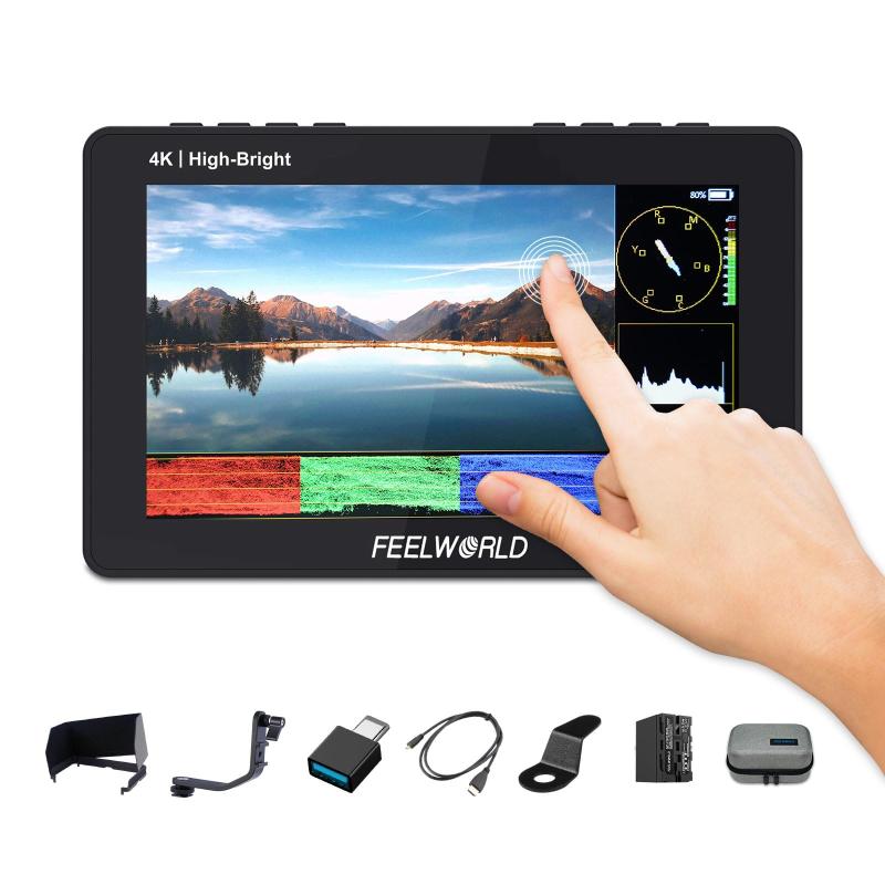 F5 PROX 5.5インチ1600nit高輝度DSLRカメラフィールドモニター3D LUT波形タッチスクリーン4K HDMI/Type-C入力1920x1080IPS小型フルHD(F970バッテリーと収納袋付き)|どしろショップ