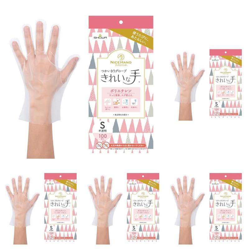 ショーワグローブ(Showaglove) ケース販売・食品衛生法適合ナイスハンド きれいな手 つかいきりグローブ ポリエチレン 100枚入 M 30函 半透明｜どしろショップ