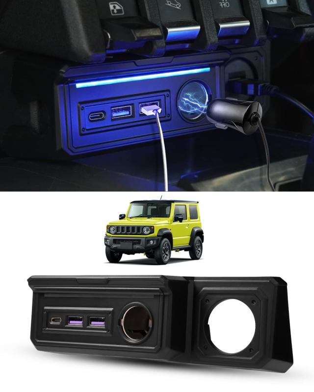 スズキ ジムニー JB64 JB74 ジムニーノマド JC74W 増設電源ユニット ジムニーシエラ AT車 車 usb 増設ソケット 分配器 シガーソケットx1 QC3.0 USBボートx2 Type-C PDボートx1 スマホ 急速充電 JIMNY