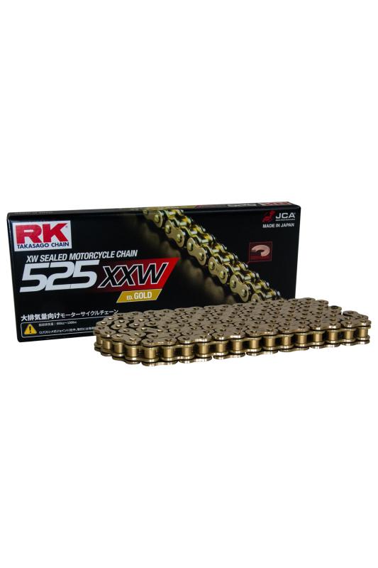 アールケー(RK) ドライブチェーン GV525X-XW 110L カシメジョイント 電着ゴールドコート|どしろショップ
