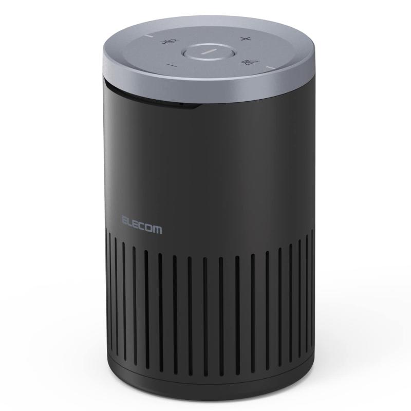 エレコム スピーカーフォン 会議用 [ 有線接続/Bluetooth ] ノイズリダクション エコーキャンセラー オートゲインコントロール対応 約350ml缶サイズ 無指向性マイク ブラック L-SP02BK｜どしろショップ
