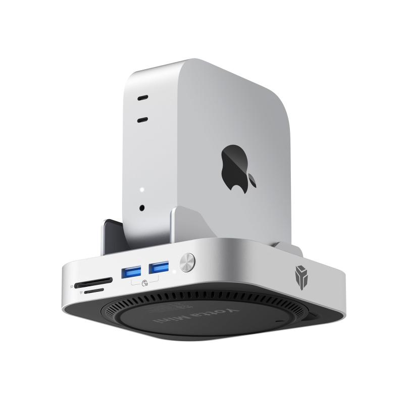 Mac mini M4 ドッキングステーション、9-IN-1 USB-Cハブ 10Gbps高速転送2280 SATVME M.2 D外付けケース、Mac mini M4 スタンド 内蔵冷却ファン、USB-A*2/USB-C 10Gbps、USB-A 2|どしろショップ