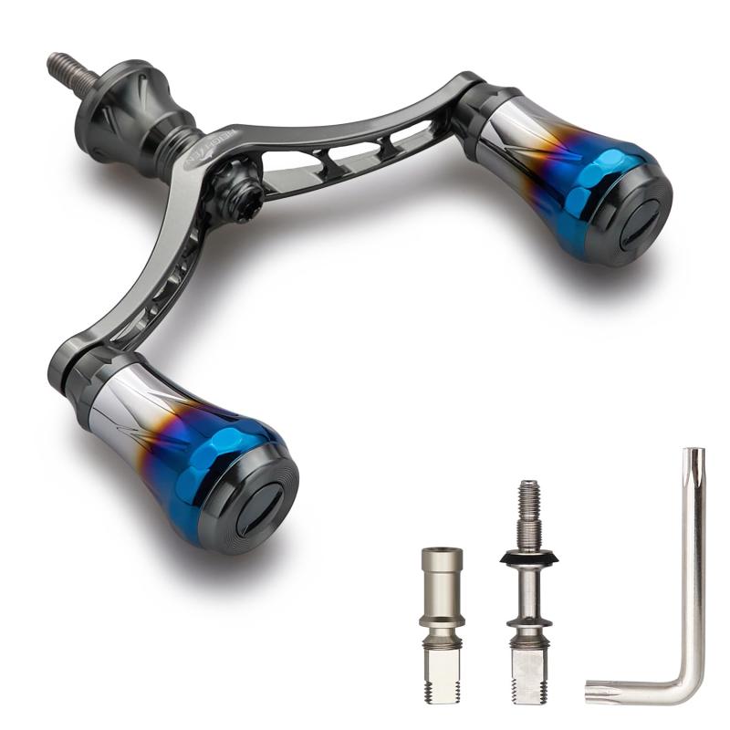 V3.0 80/98mm リール ハンドル 航空アルミ製 シマノ ダイワ  スピニングリール 用 h Aora (ダークグレー(22STELLA/23AIRITY), 80mm) (00709)