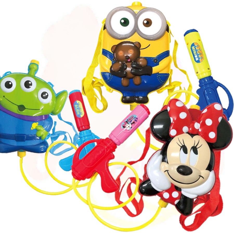 楽天市場 水鉄砲 キャラクター 背負えるタンク 可愛い 夏 海 水遊び リュック型 子供 ウォーターガン ディズニー ミニー ミニオン グリーンメン 暑さ対策 夏休み どしろショップ