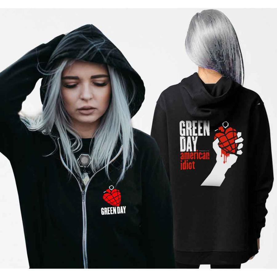 グリーン デイ レディース パーカ Green Day Ladies American Idiot (BACK PRINT) 正規品 ロックTシャツ関連 パーカー バンドTシャツ|MUMBLES/マンブルズ