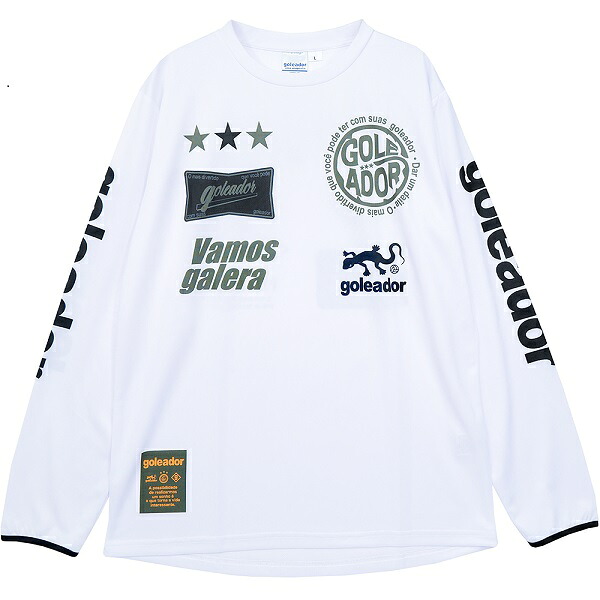 【GOL2025AW】 Goleador G2651 SignBoard デザイン プラクティクス 長袖シャツ ホワイト 【ゴレアドール/フットサル/サッカー/トレーニング/子供サイズ対応】ネコポス対応可能