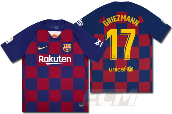 送料無料 楽天市場 予約ecm32 Fcバルセロナ ホーム 半袖 17番 グリーズマン 19 スペインリーグ Barcelona ユニフォーム Griezmann