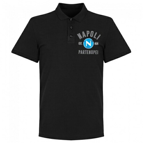 【予約RET06】 RE-TAKE ナポリ Established クレスト ポロシャツ ブラック 【サッカー/POLO/セリエA/Napoli】ネコポス対応可能