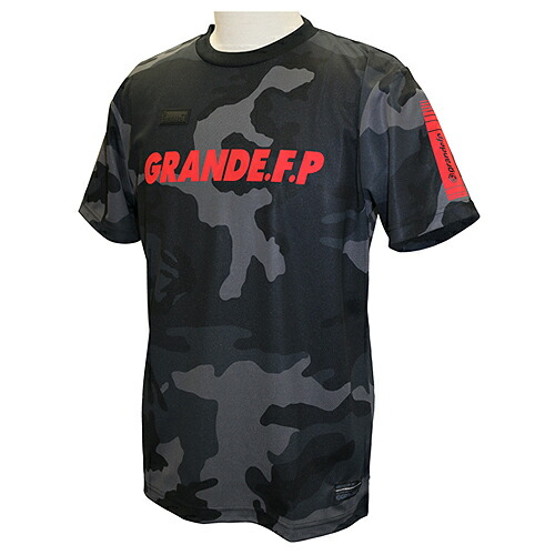 【GRN2019SS】GFPH19002 GRANDE FP カモトレーニングメッシュＴシャツ ブラックｘレッド 【グランデ/サッカー/フットサル/トレーニング】ネコポス対応可能