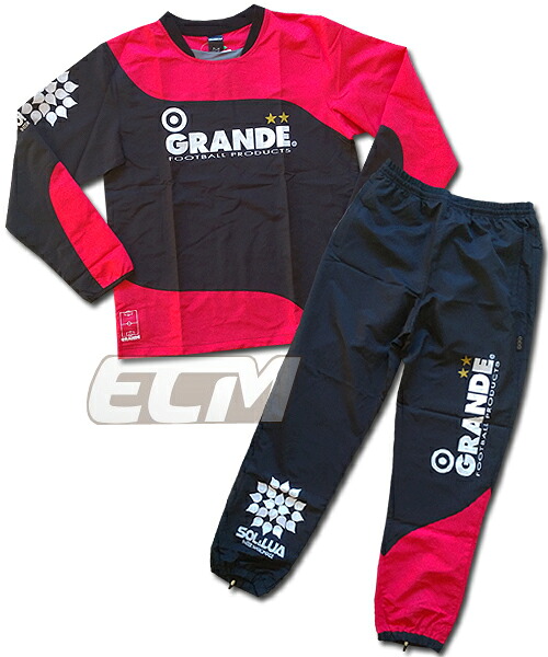 【GRN2016AW】GRANDE ツートンピステ上下セット ブラックxレッド【グランデ/サッカー/フットサル/サポーター/トレーニング】|ECムンディアル