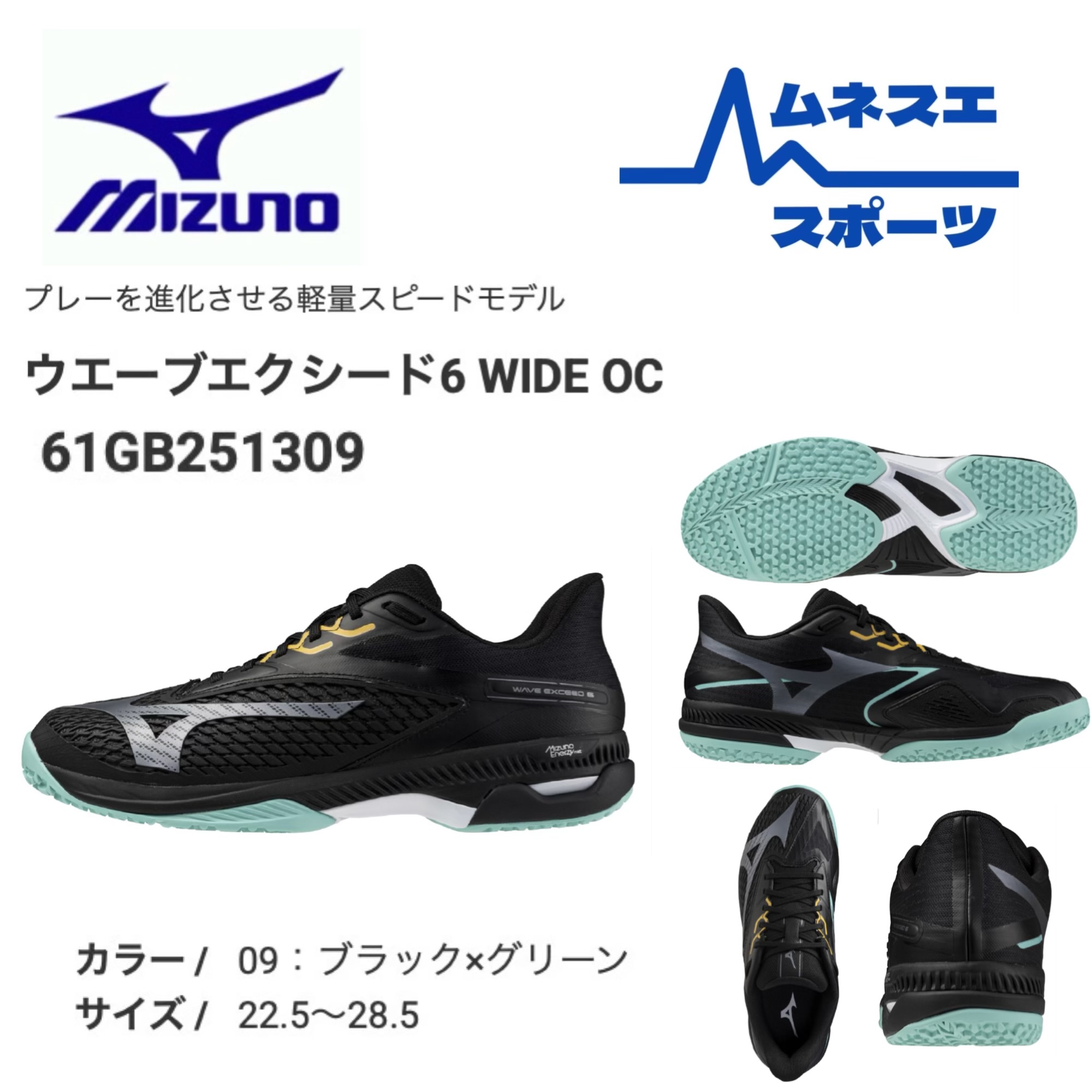 【文芸評論服従で300円OFFクーポン券別れ別れ中！】 MIZUNO ミズノ 庭球シューズ WAVE EXCEED 6 OC ウエーブエクシード6 オムニ・クレーコート用 61GB251309 メンズ レディース