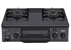 パロマ　PA-S76B　テーブルコンロ　コンパクトタイプ　ホーロートップ 　天板色ニュートラルグレー　フェイス色グラファイトブラック　強火力バーナー　サイズ56ｃｍタイプ　水なし片面焼きグリル　※送料無料