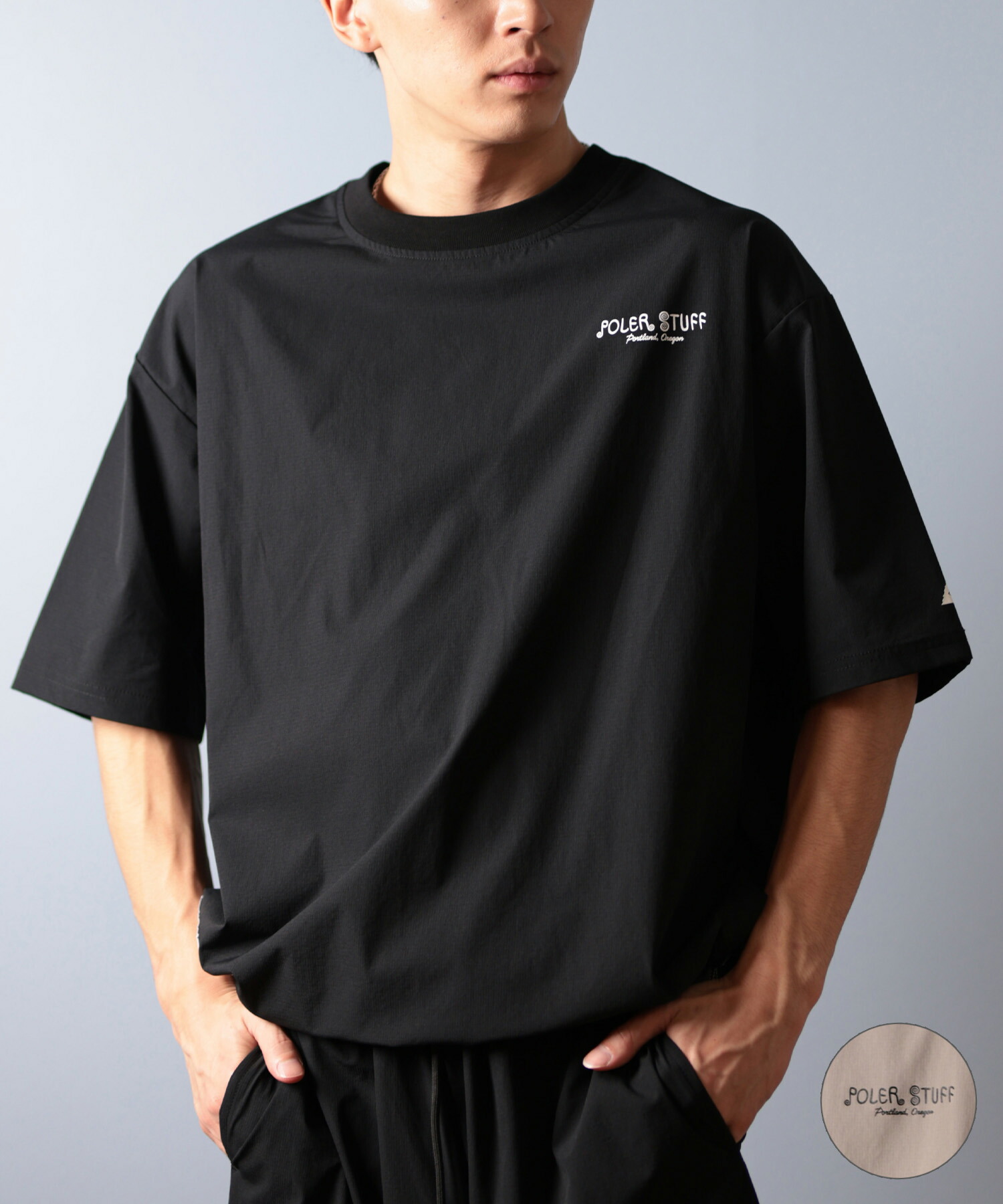 POLER ポーラー 水着 ラッシュガード 半袖 Tシャツ メンズ ワンポイント ロゴ 水陸両用 UVカット セットアップ対応 259MCV0023 ムラサキスポーツ限定