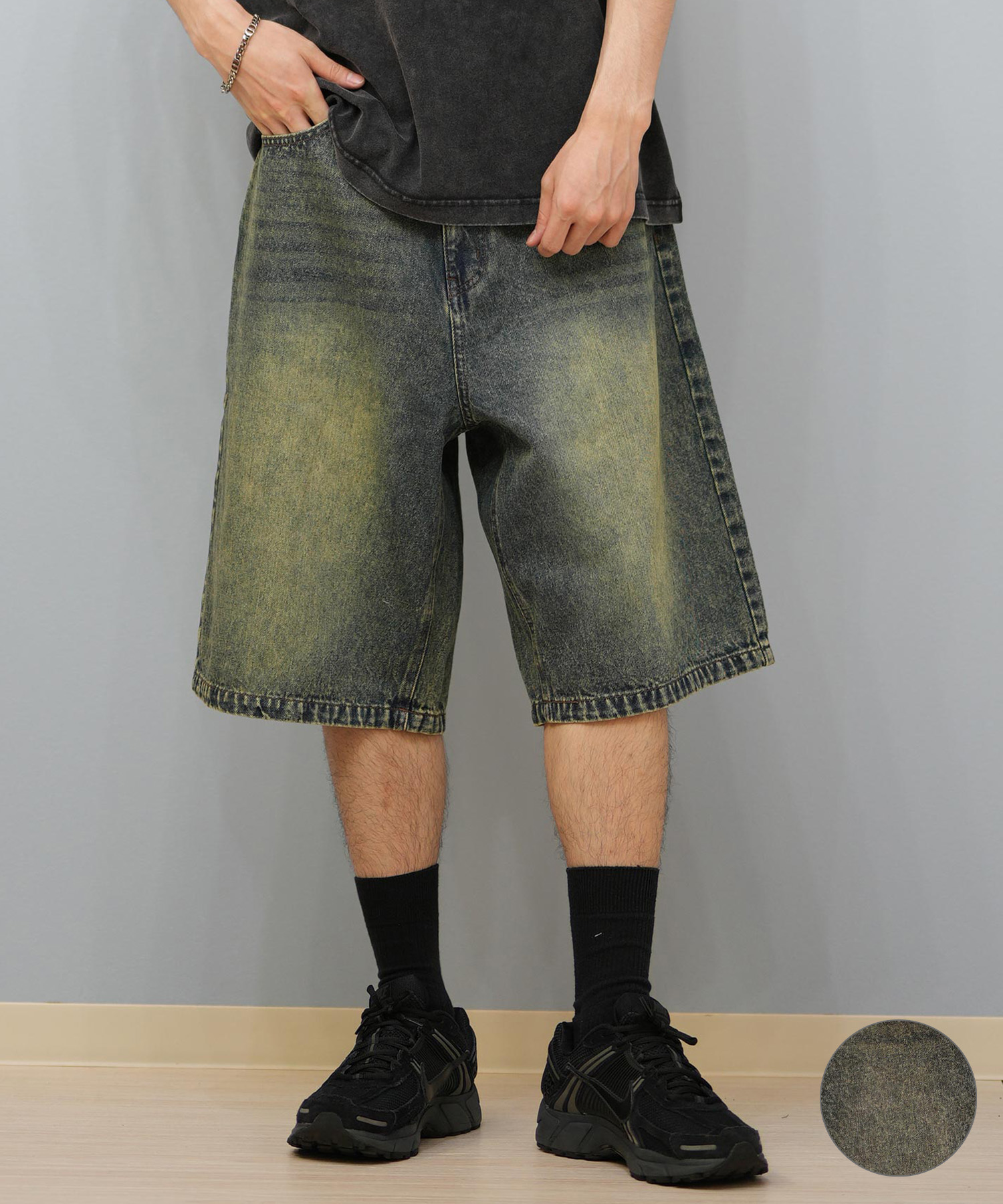 THRASHER スラッシャー ハーフパンツ ショートパンツ メンズ デニム ショーツ 膝下丈 ブランド刺繍 253TH1SP042 ムラサキスポーツ限定