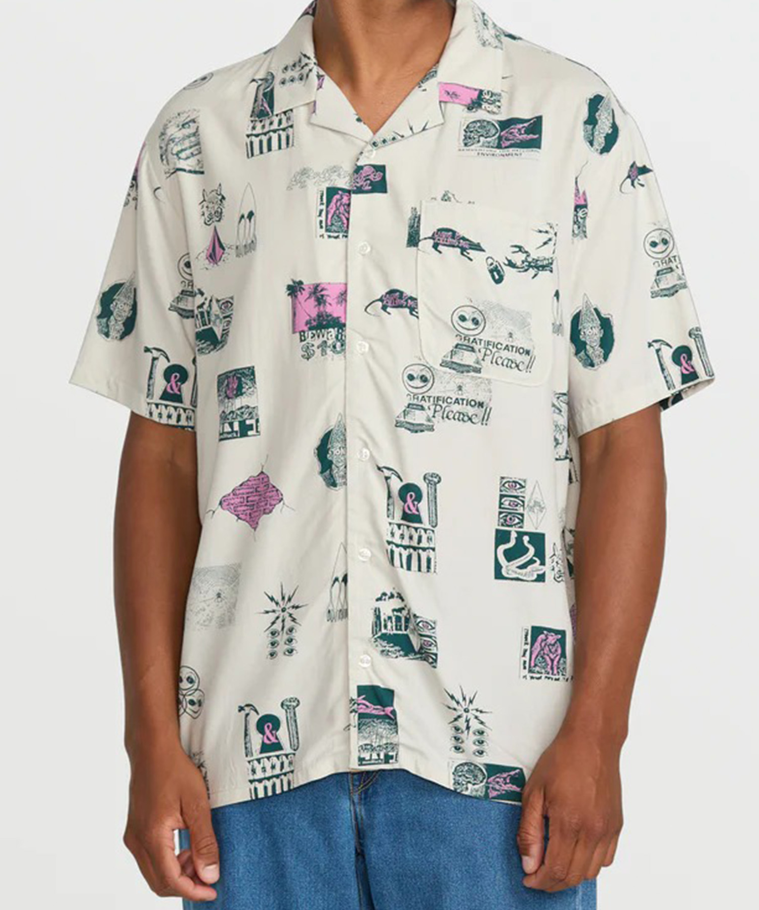 VOLCOM ボルコム 半袖 シャツ メンズ アロハシャツ 総柄 A0422501