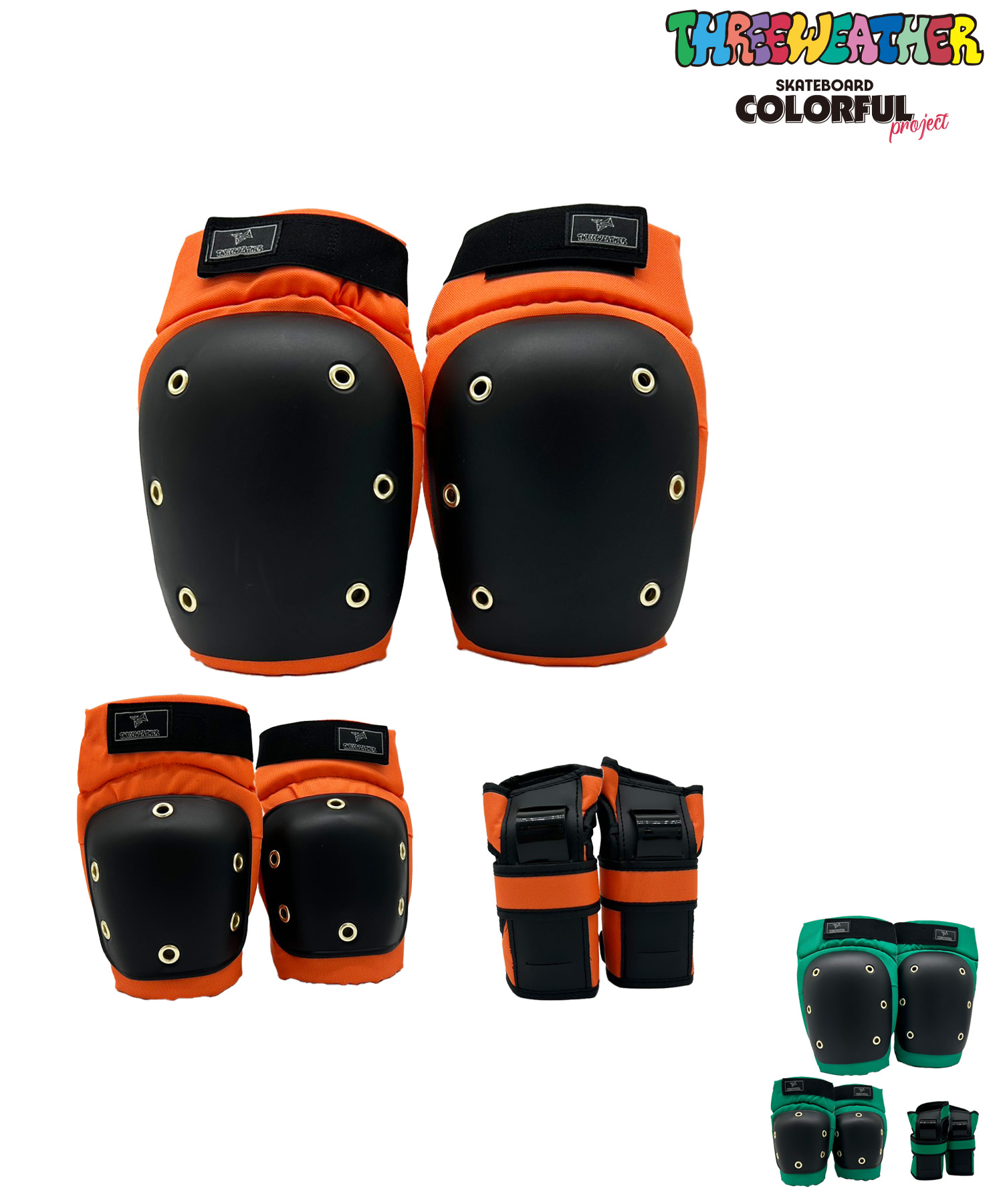 THREE WEATHER スリーウェザー スケートボード パッド COLOFULPROJECT SAFETY 3点セット ムラサキスポーツ