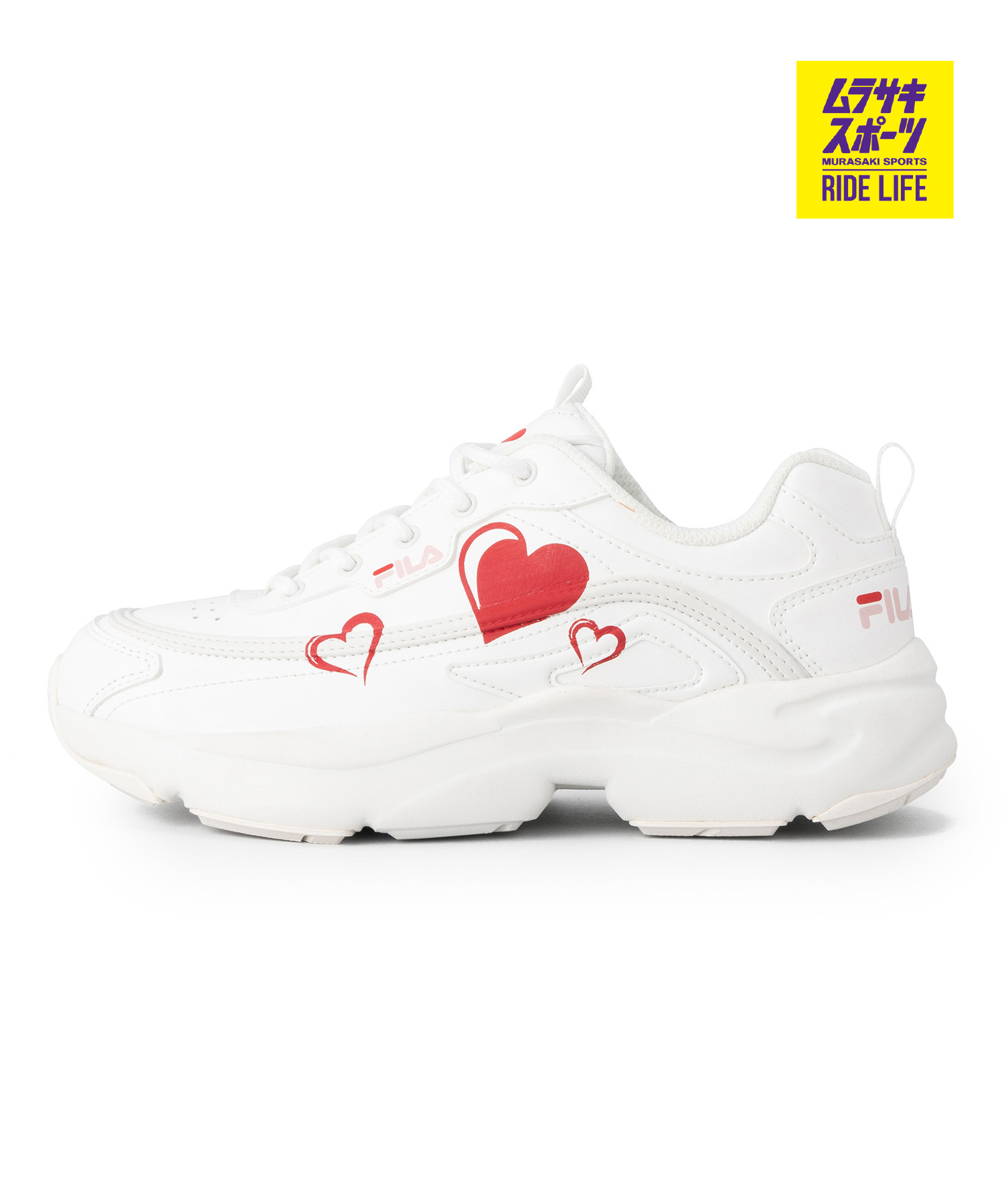 ＼エントリーでポイントP10倍／ FILA フィラ スニーカー レディース 靴 シューズ 厚底 ローカット RAYTONA HEART WHITE HEART UFW25078127画像
