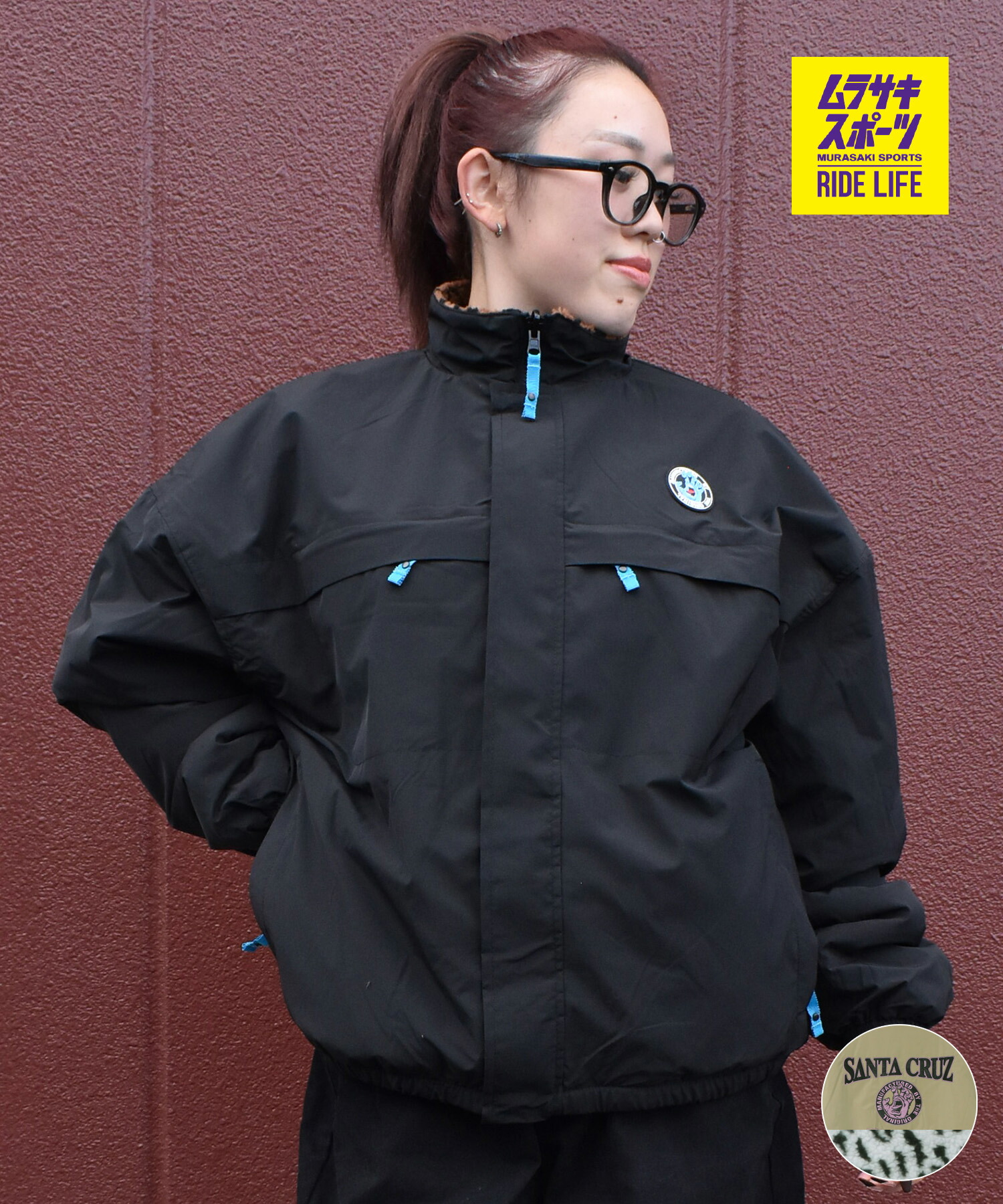 SANTA CRUZ サンタ船路 アウター レディース リヴァーシブル 上衣 ボア レオパード柄 MFG Hand MONO REVERSIBLE BOA JACKET 502254131
