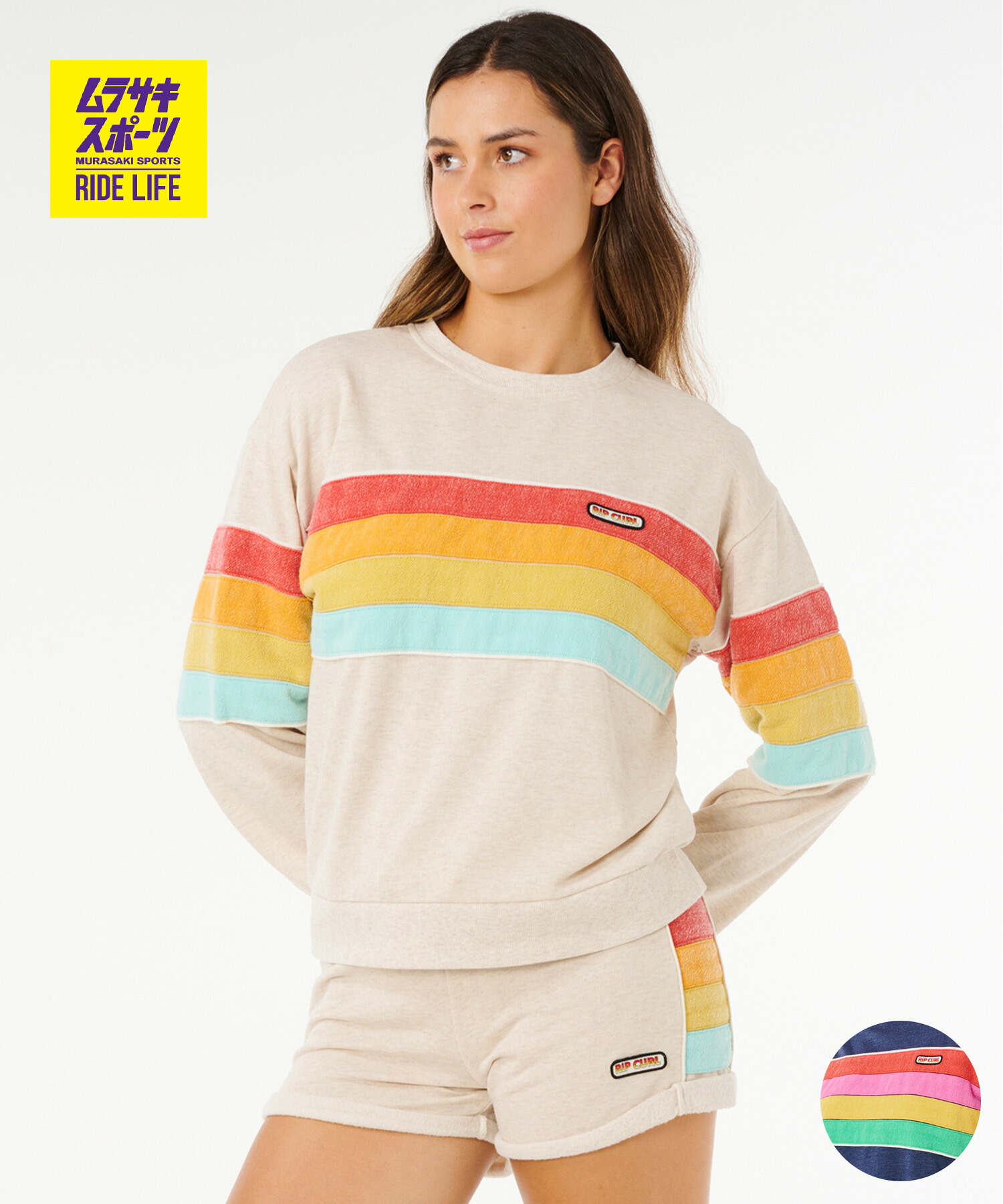 RIP CURL 下唇長い巻き毛 調教師 汗水 レディース SURF REVIVAL RELAXED CREW 汗水 0BEWFL