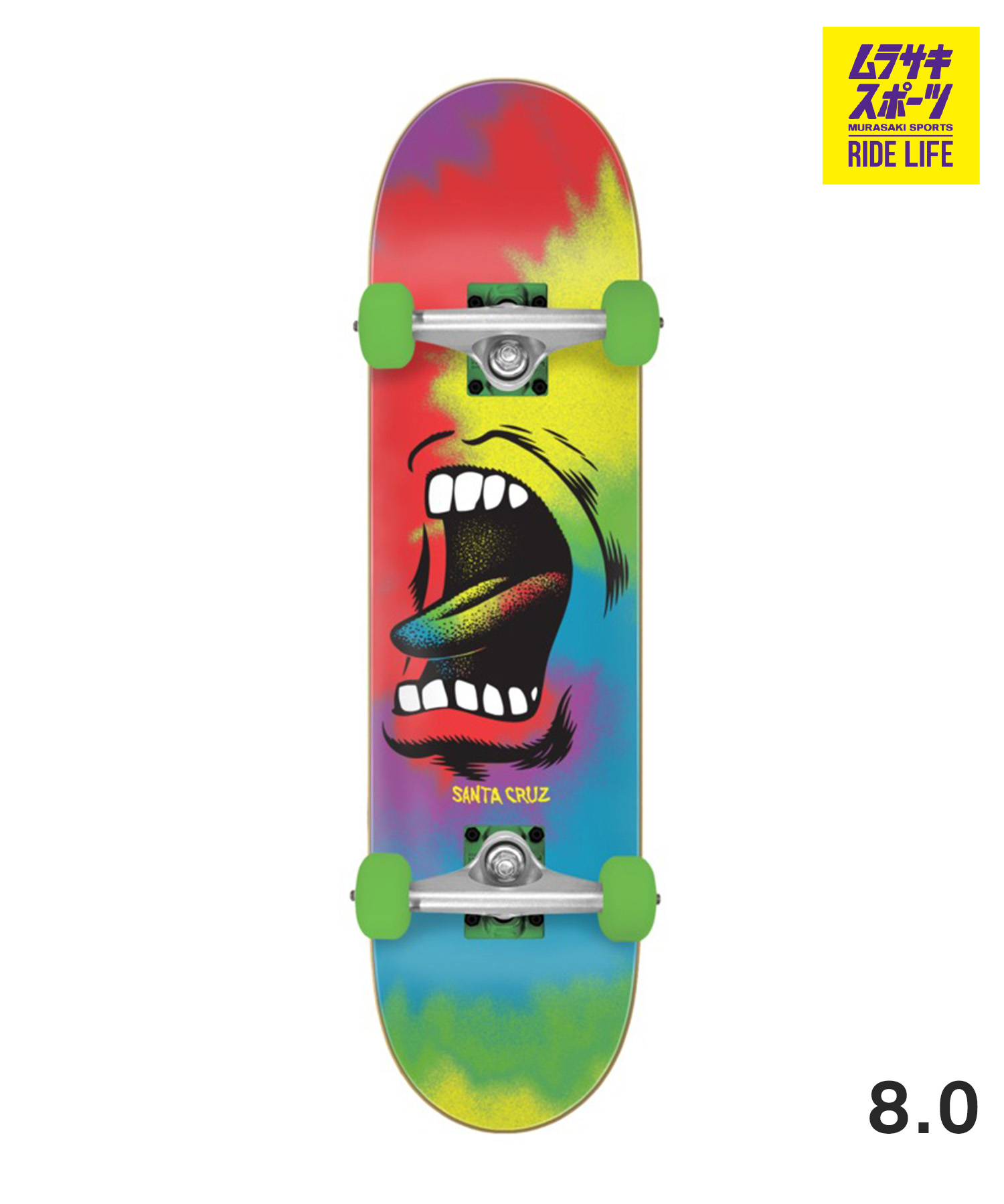 SANTA CRUZ サンタクルーズ スケートボード コンプリート 8.0inch BIG MOUTH TIE DYE ムラサキスポーツ 初心者 完成品｜ムラサキスポーツ店