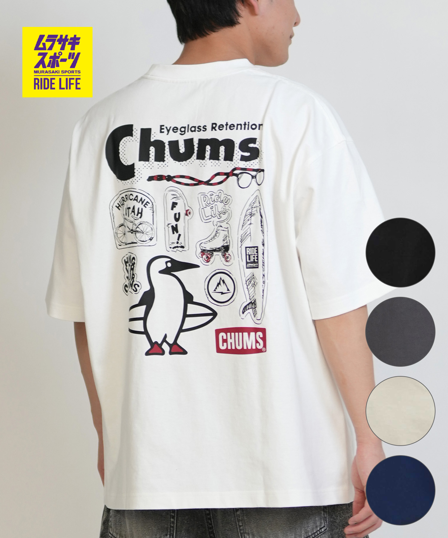 CHUMS チャムス メンズ 半袖 Tシャツ アーカイブ デザイン ヘビー コットン CH01-2413 ムラサキスポーツ限定