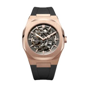 D1 Milano ディーワンミラノ Skrj03 P701 Automatic Skeleton Watch Rose Gold Case With Black Strap 腕時計 メンズ レディース 有名人愛用 代引き 手数料無料 ギフト プレゼント クリスマス 誕生日 記念日 贈り物 人気 おしゃれ ペア 祝い セール 結婚式 お呼ばれ