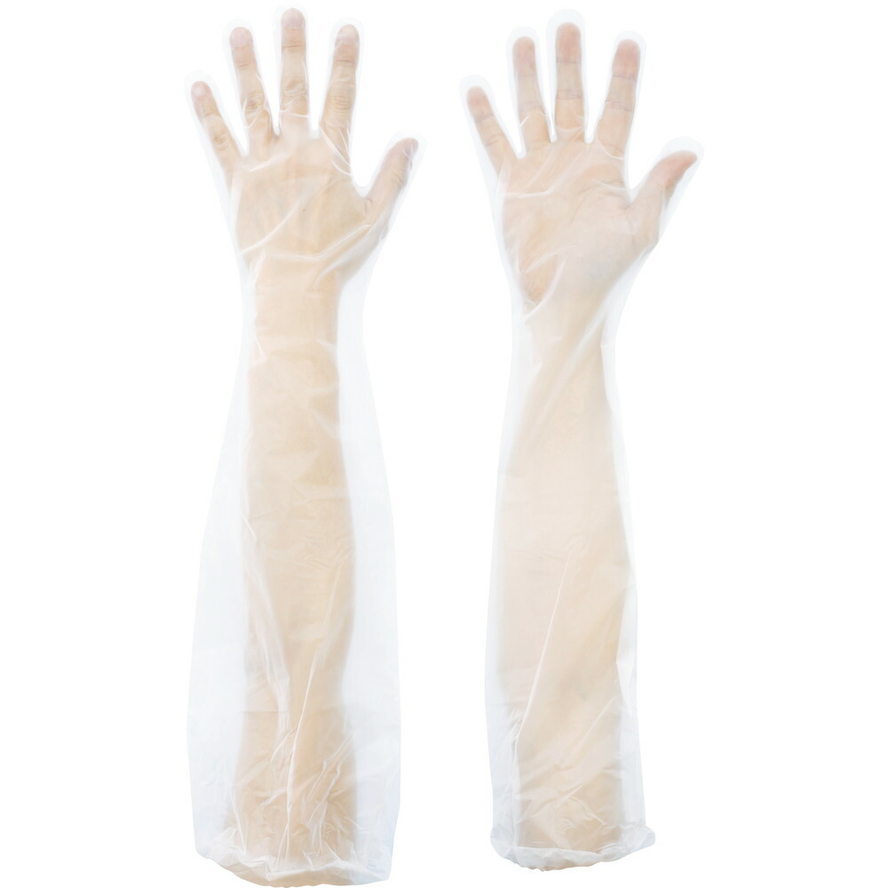 エンボス手袋ロング 5本絞り　ナチュラル　L ５０枚入✖️10袋✖️4ケース エンボス手袋ロング五本絞り | 東京パック株式会社 使い捨て