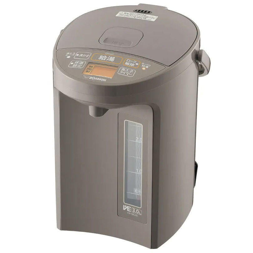 ZOJIRUSHI 象印 電気まほうびん VE電気まほうびん おすすめ 3.0L マイコン沸とう 優湯生 CV-GC30-TL