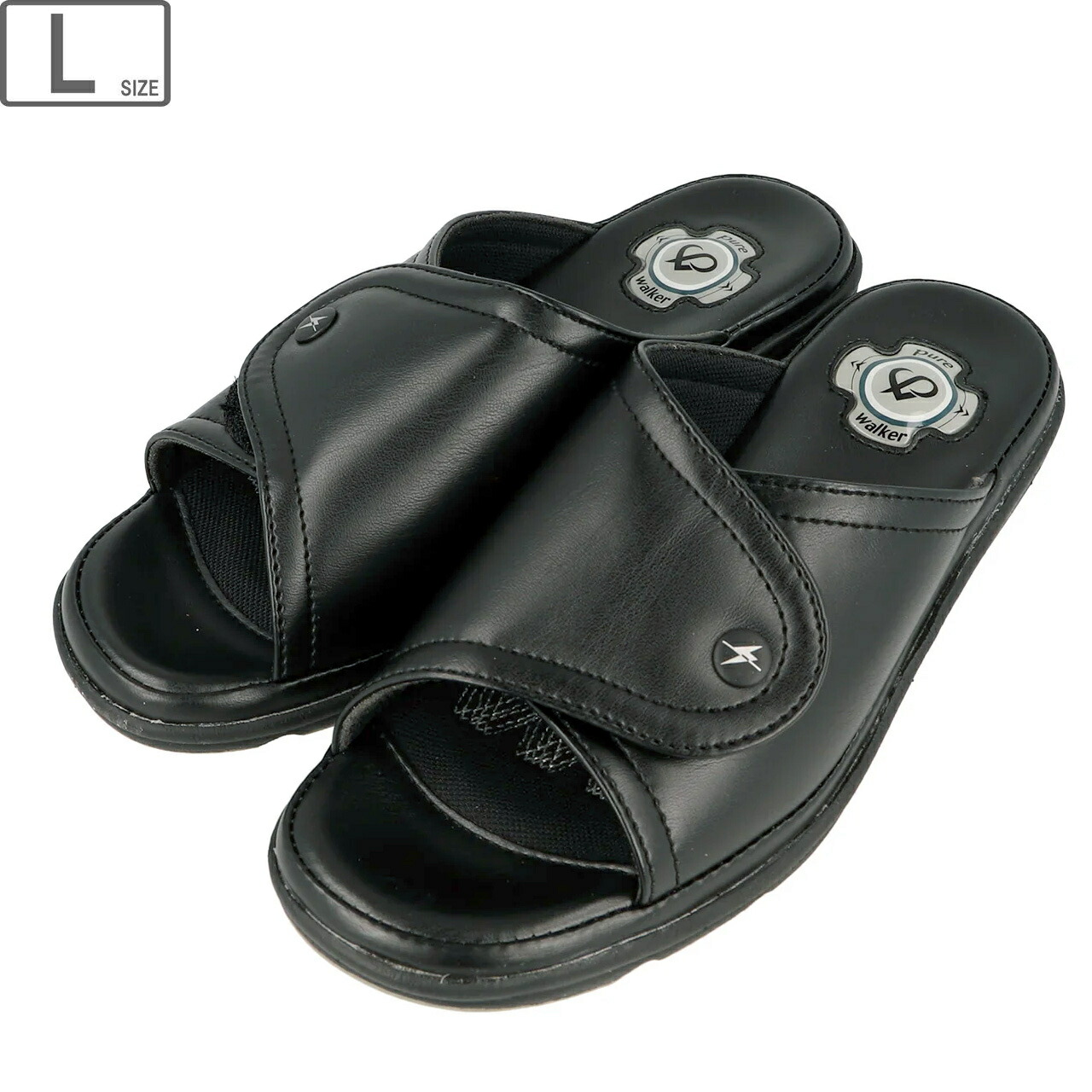 purewalker ピュアウォーカー 【レディース】オフィスサンダル プロフェッショナル【ブラック】【L/23.5-24.0cm】PW8511 静電気防止 屋外OK スニーカーソール エアクッション 制菌防臭 幅調整可能 ヒール高4cm