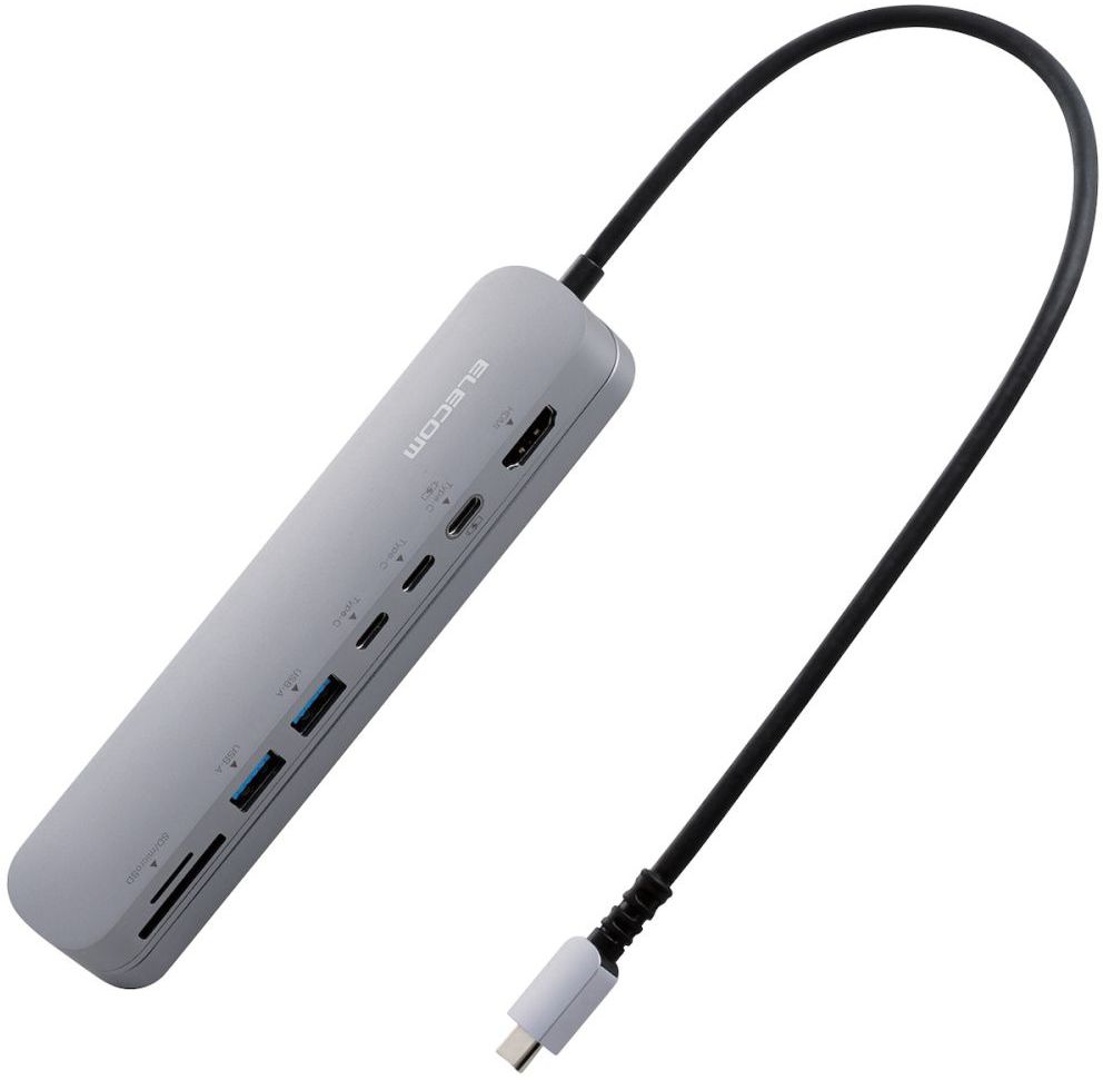 ELECOM エレコム Type-C ドッキングステーション/アルミボディ/固定用スタンド/USB-Ax2/HDMI/USB-Cx3/SD+microSD DST-C22SV|ムラウチ