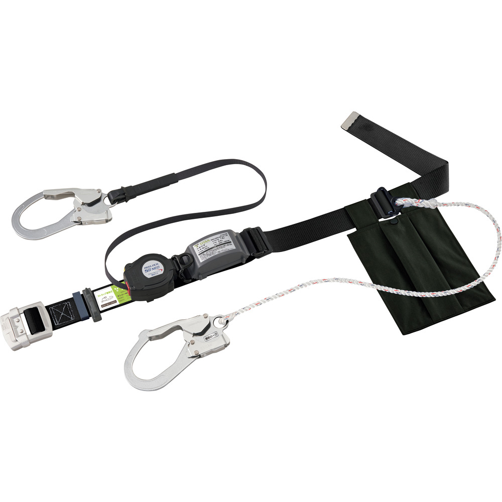 SANKO サンコー タイタン リーロックS2NEOライト ロック装置付巻取器+補助ロープ式胴ベルト ブラック SLN505-W-BL 墜落制止用器具 墜落制止用器具