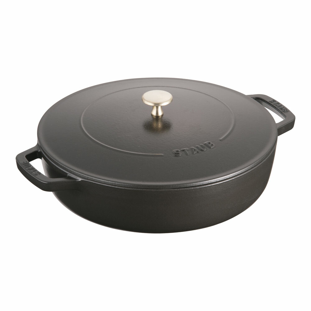 staub ストウブ ブレイザー・ソテーパン 28cm 40511-472 ブラック プロユース(業務用)として販売されている国内正規販売ルートの商品です。家庭用に付属されている生涯保証書(シリアルナンバー)は付属されておりません。予めご了承ください。|ムラウチ