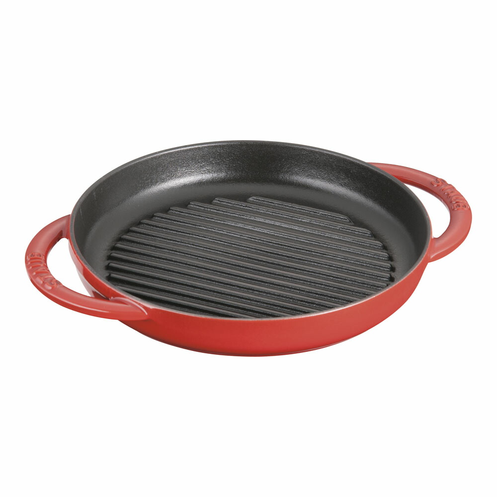 staub ストウブ ピュアグリル　２２cm　チェリー　４０５１１－５２４ プロユース（業務用）として販売されている国内正規販売ルートの商品です。 家庭用に付属されている生涯保証書（シリアルナンバー）は付属されておりません。予めご了承ください。