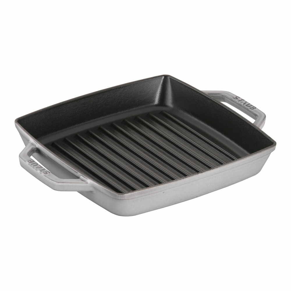 staub ストウブ ピュアグリル　スクエア　２３cm　グレー　40511-729 プロユース（業務用）として販売されている国内正規販売ルートの商品です。 家庭用に付属されている生涯保証書（シリアルナンバー）は付属されておりません。予めご了承ください。