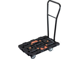 TRUSCO トラスコ中山 連結式樹脂製平台車 ビートル 700X450 BT700J5S2H-E100T 自在5輪 内2輪ストッパー付 脱着式ハンドル付 とめたろう付｜ムラウチ