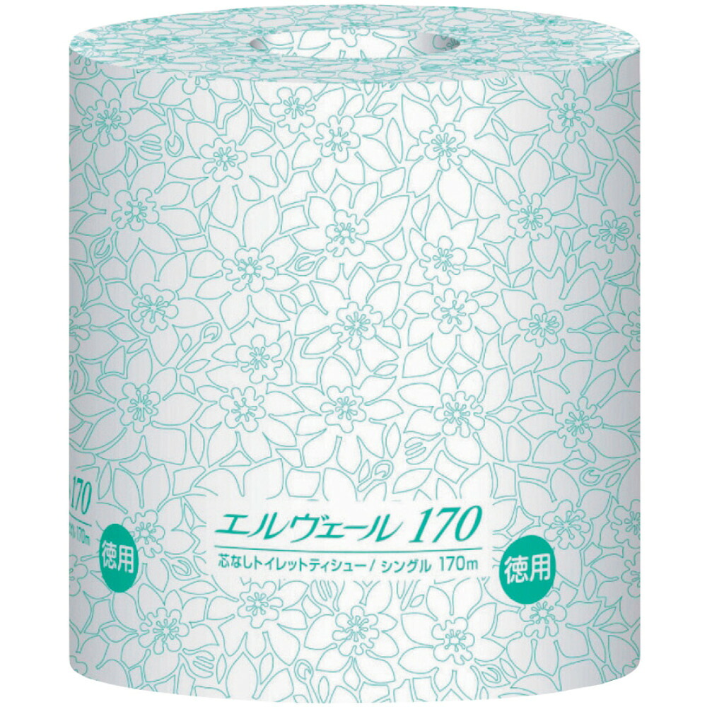 DAIO 大王製紙 エルヴェール トイレットティシューシングル 170m 個包装 芯なし 723088