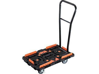 TRUSCO トラスコ中山 継ぎ合わせる式脂製平台車 ビートル 700X450 BT700KJ3S2H-E100T 自在3輪 内2輪ストッパー付 脱着式手持ち部分付 柵 とめたろう付 DIY・工具-台車-物流・運搬器具