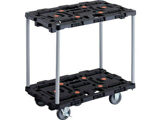 TRUSCO トラスコ中山 連結式樹脂製2段台車 ビートル 700X450 自在3輪 内2輪ストッパー付 ハンドルなし BT720J3S2-E100