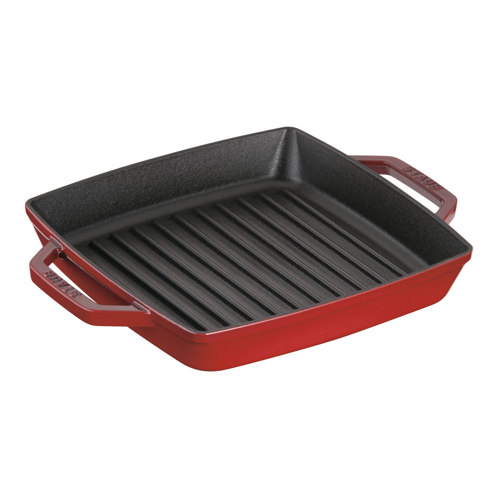 staub ストウブ ピュアグリル　スクエア　２３cm　チェリー　40511-730 プロユース（業務用）として販売されている国内正規販売ルートの商品です。 家庭用に付属されている生涯保証書（シリアルナンバー）は付属されておりません。予めご了承ください。