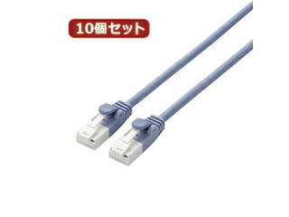 ELECOM エレコム 【10個セット】 エレコム ツメ折れ防止やわらかLANケーブルCat6A準拠 LD-GPAYT/BU10X10