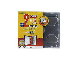 エレコム 10個セット エレコム　Blu-ray/DVD/CDケース(標準/PS/2枚収納)　CCD-JSCNW5CRX10